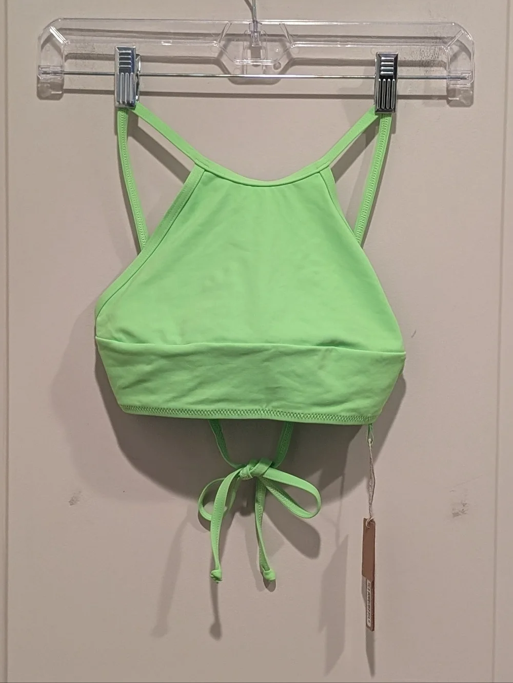 Skims Signature Swim High Neck Top - Neon Green XXS